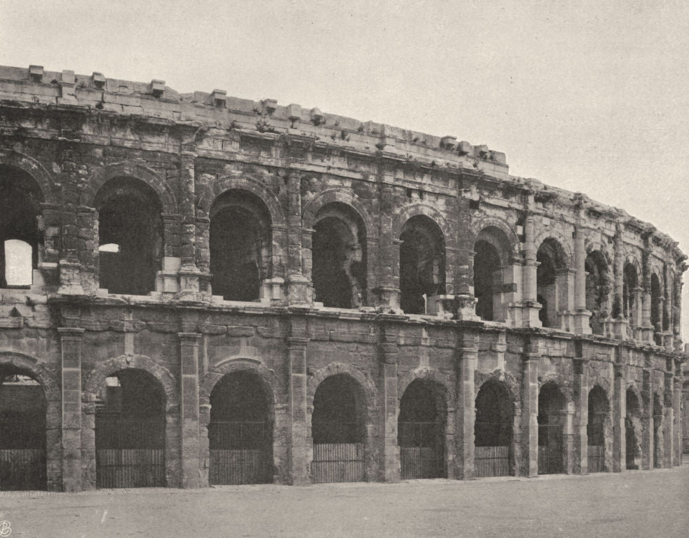 GARD. Extérieur des arènes de Nîmes 1902 old antique vintage print picture